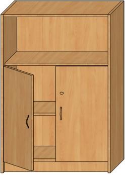 Шкаф канцелярский низкий с нишей и двумя дверками